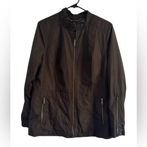 Dennis Basso Women's Black Lightweight Oversized Jacket Zip Pockets Size Large